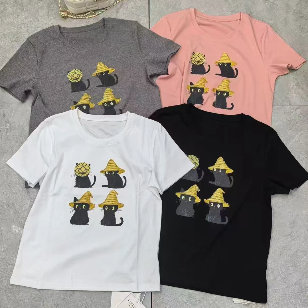 双鱼（利菲儿）夏款小猫圆领上衣19328