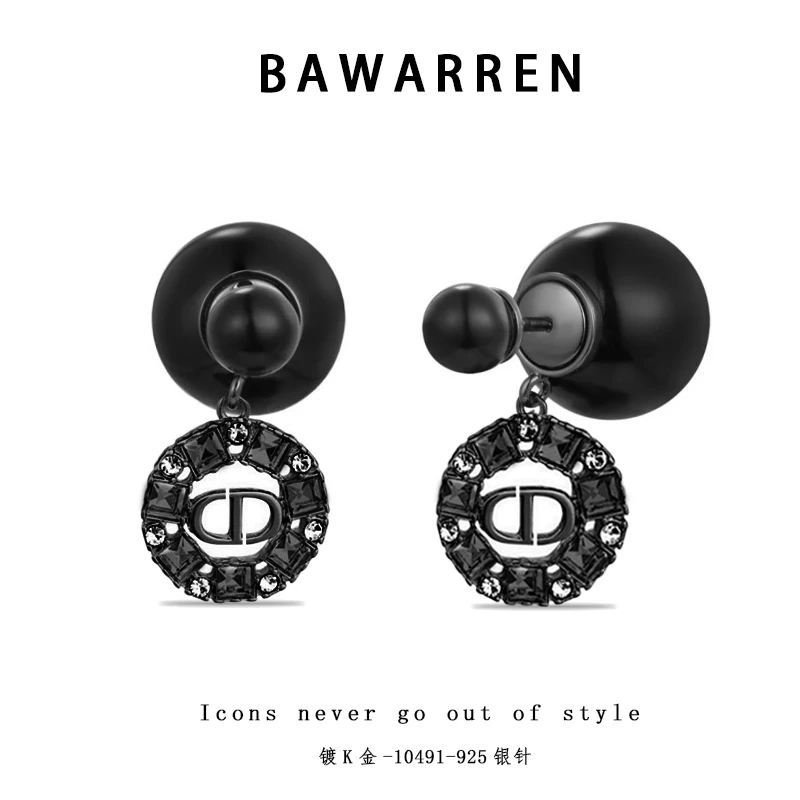 Bawarren 美❤ 10491-黑猪鼻耳环时尚简约轻奢气质