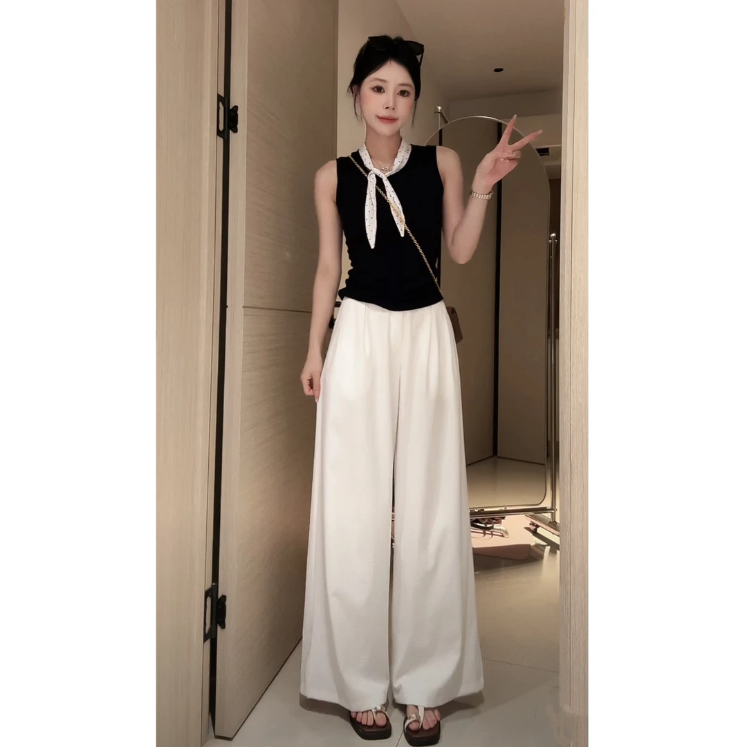 【现货+运补】2025夏季新款阔腿裤休闲裤纯棉韩版百搭直筒显瘦