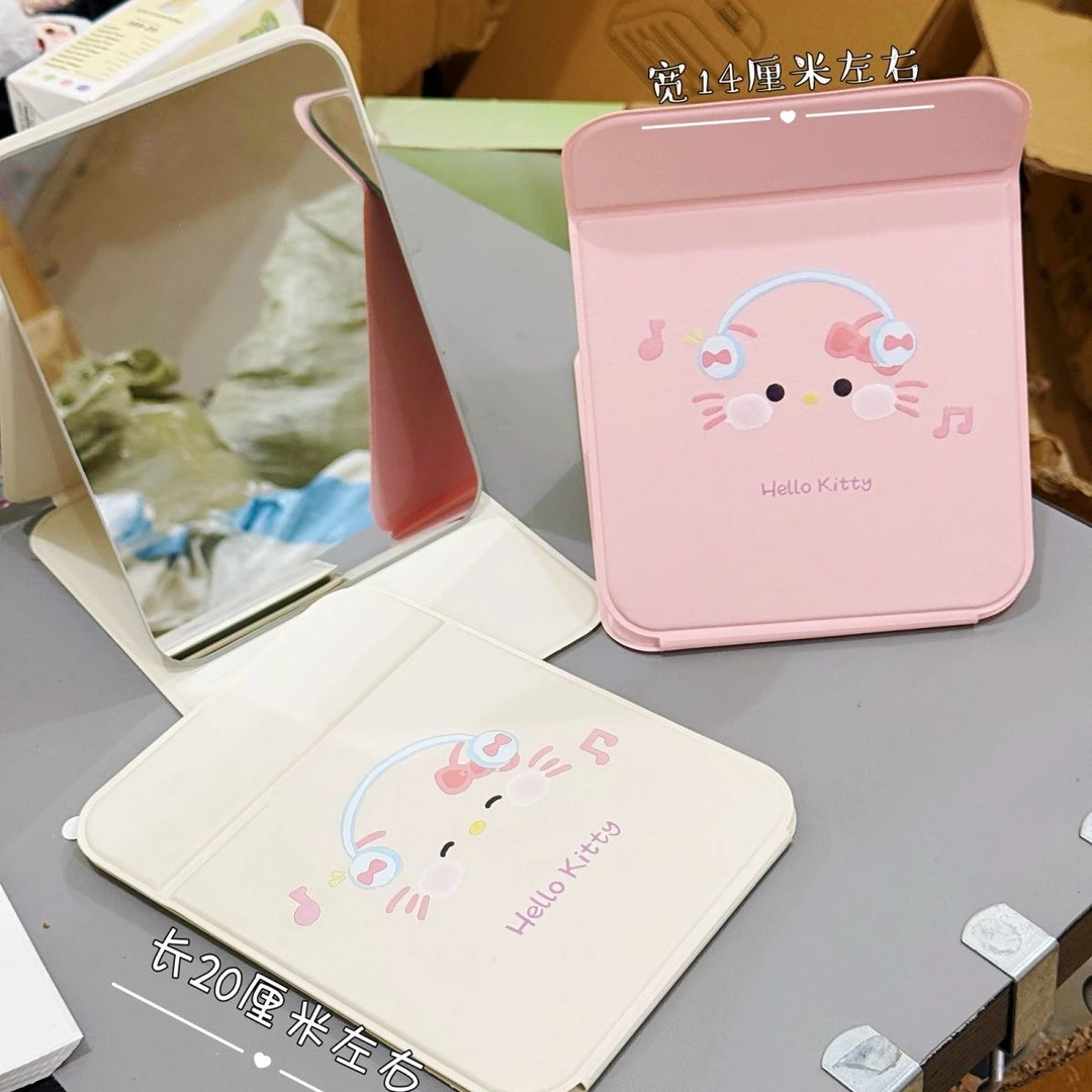 新款Kitty猫化妆镜可爱镜随身折叠便携式台式学生宿舍桌面梳妆镜