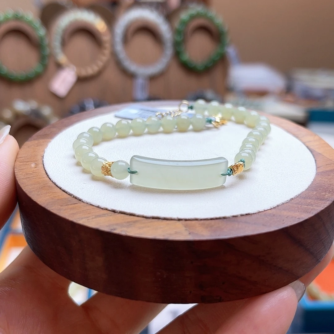 和田玉银S925镶嵌手串H13