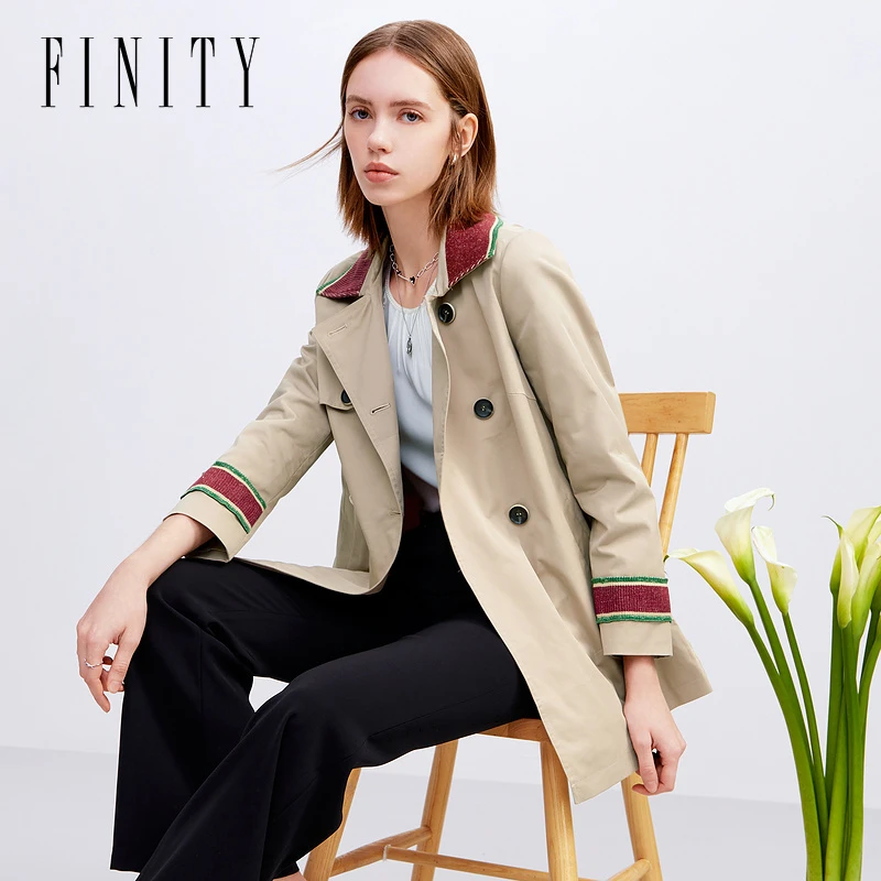 【三姐妹】FINITY 秋装新款风衣女英伦风大衣女士 F21UD3514F