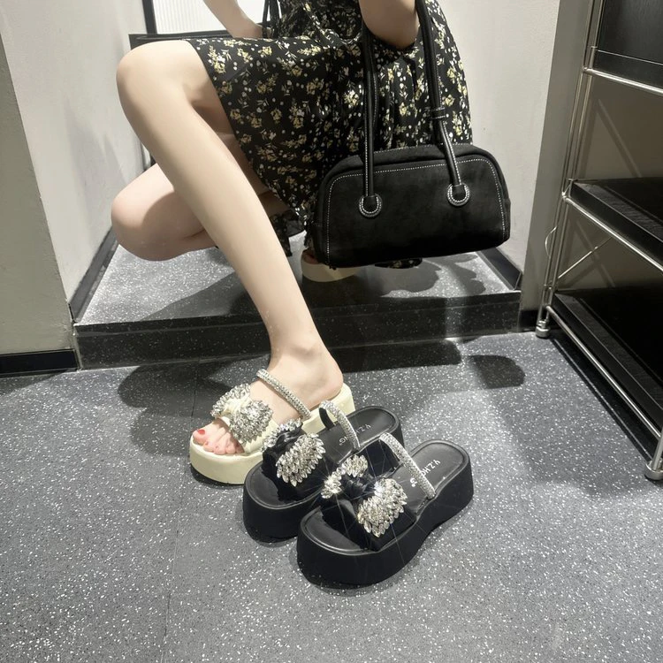 三小姐 新款2025夏季镂空百搭仙女风厚底时尚休闲拖鞋930