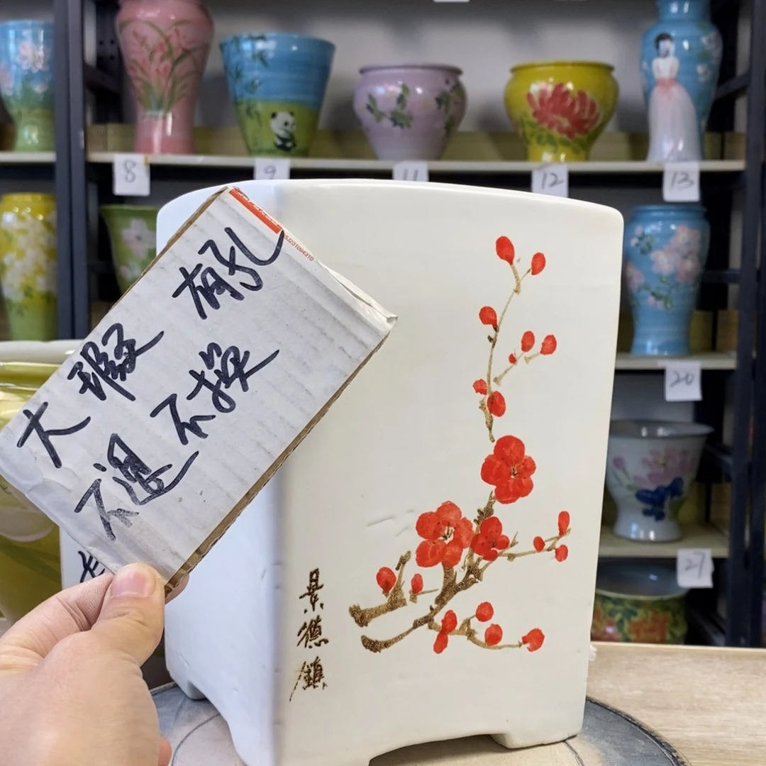 景德镇手工手绘陶瓷花盆