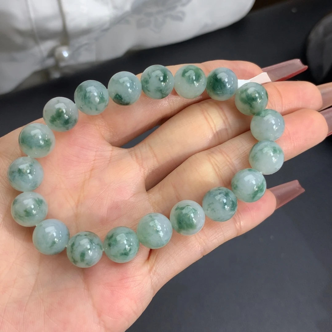 翡翠手链未镶嵌卡10胶润飘花手串