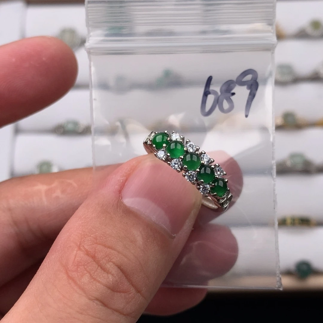 翡翠银S925镶嵌戒圈689