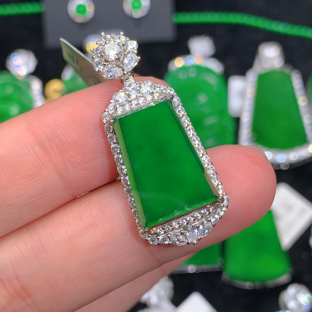 翡翠吊坠(不含链)银S925镶嵌