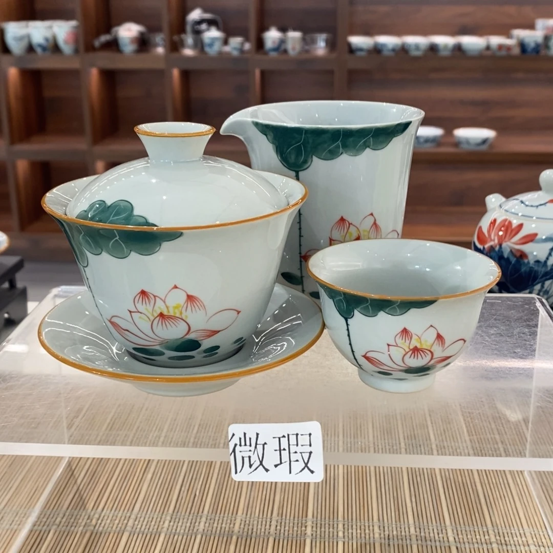 釉下彩老陶泥手工绘制