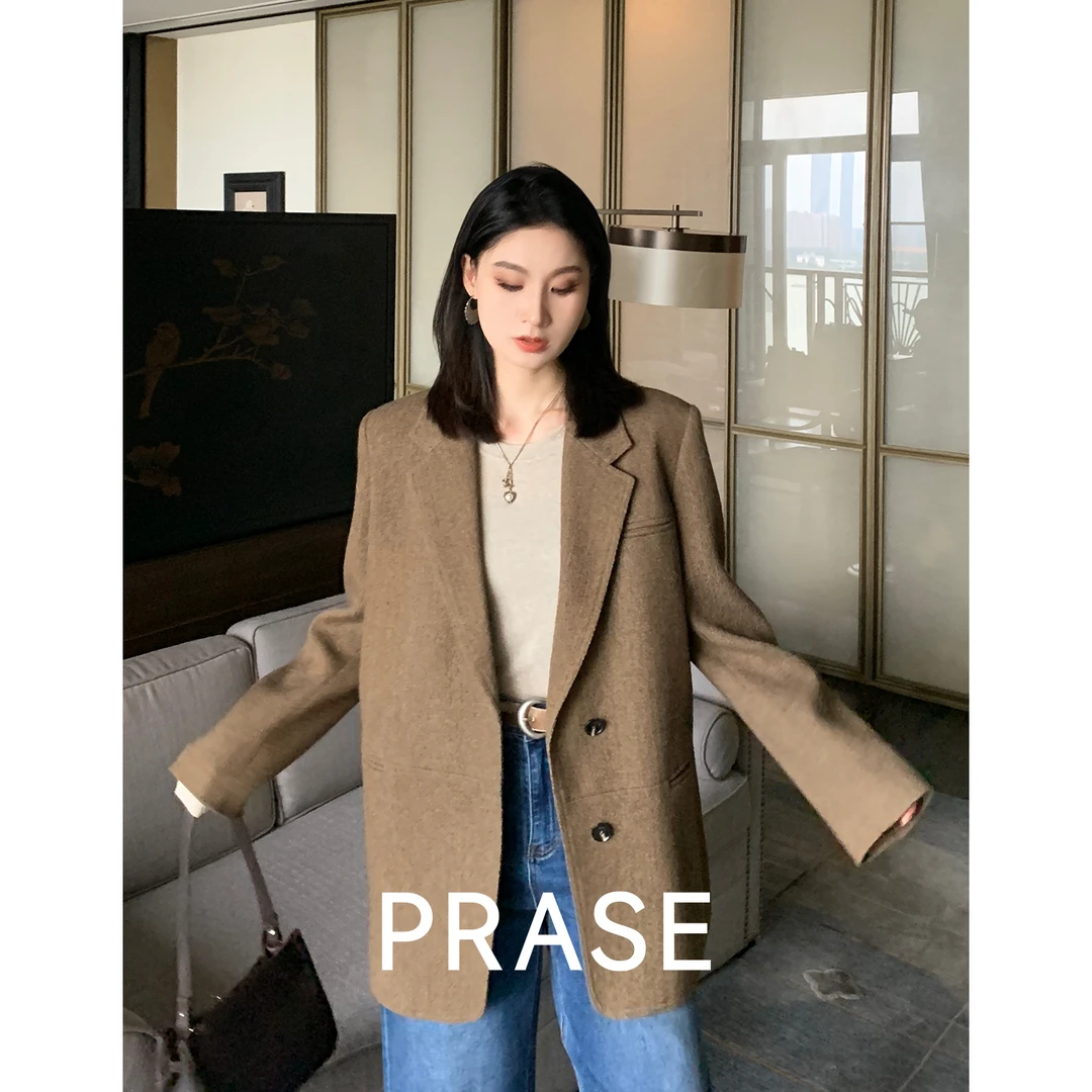 PRASE·噜【开场西装】羊毛气质秋冬平驳领毛呢西装外套PR508S34