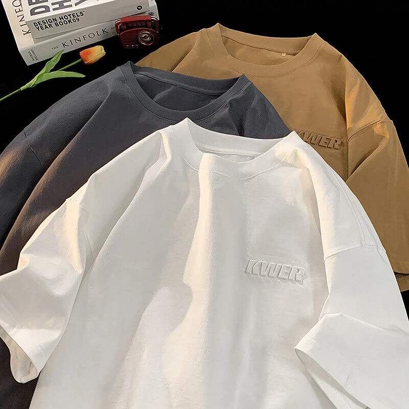 美式短袖t恤男夏季新款潮流英文字母印花宽松情侣半袖ins圆领体恤