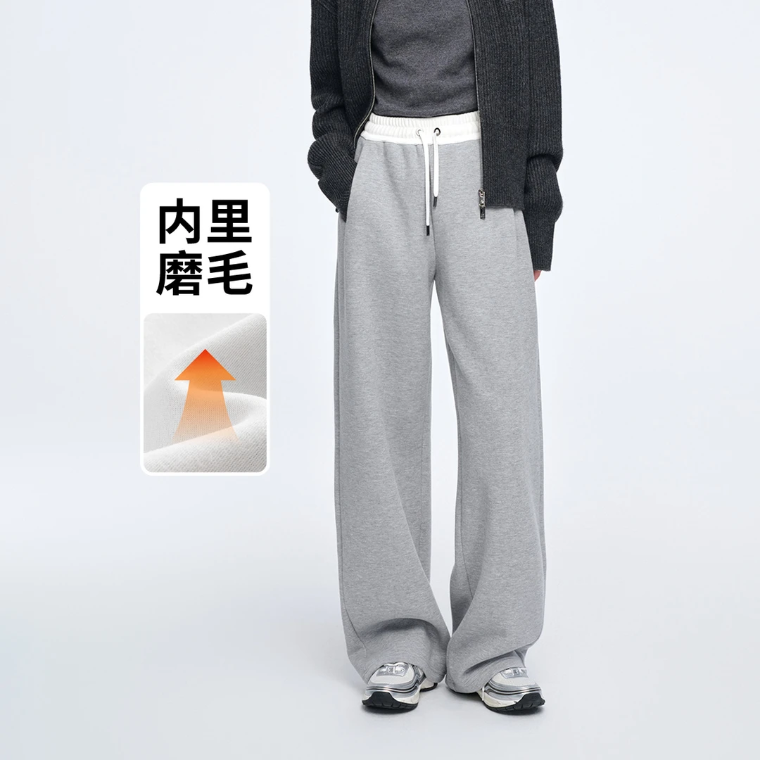 [磨毛保暖]navigare意大利小帆船秋冬休闲裤子女士宽松针织长裤
