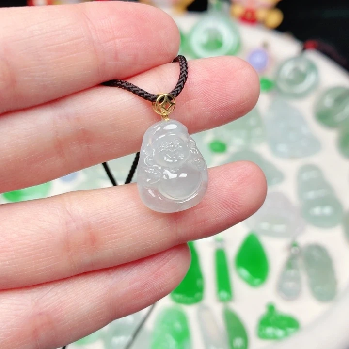 颈饰18K金镶嵌翡翠缅甸天然A货翡翠