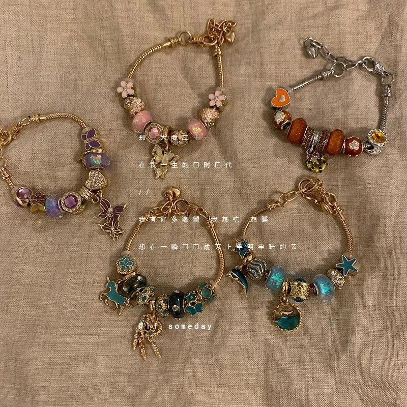 铜合金亚克力手链 vintage重工小众轻奢手链女精致潘家复古手饰