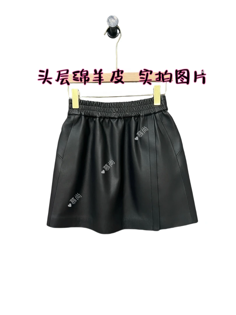 新款绵高腰松紧抽褶A字包臀显瘦半身短裙女