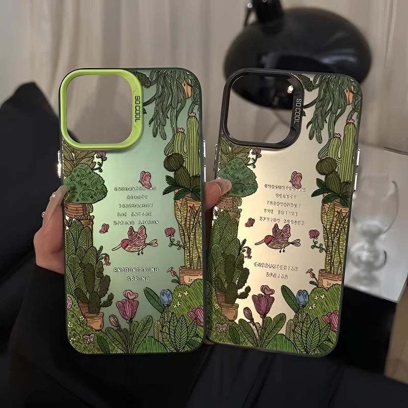 盆栽花朵适用苹果16手机壳iPhone15华为vivo小米14oppo春夏新女款
