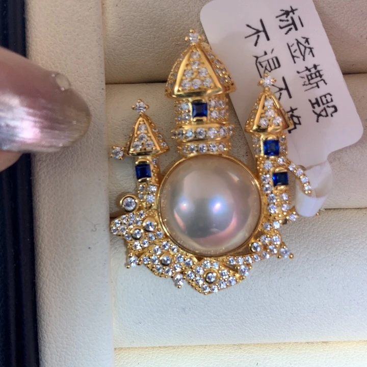 银S925镶嵌颈饰拼合珍珠（马贝珠）