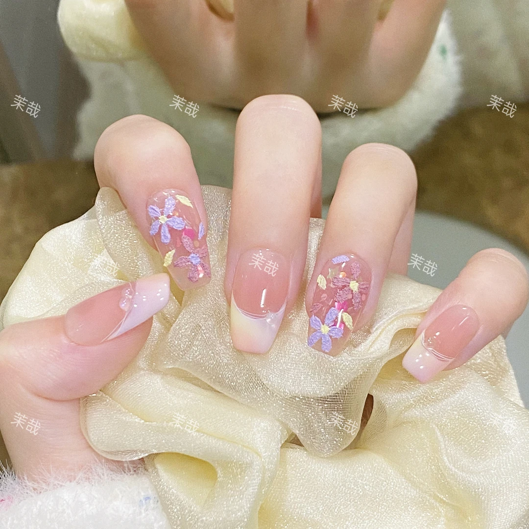 茉哉新锐【花漾】纯手工定制美甲拆卸穿戴甲F0100