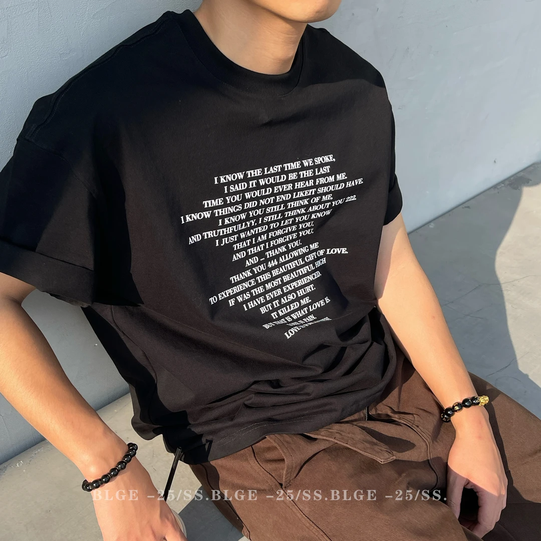 BLGE「数码直喷」300G重磅纯棉短袖t恤男宽松短袖