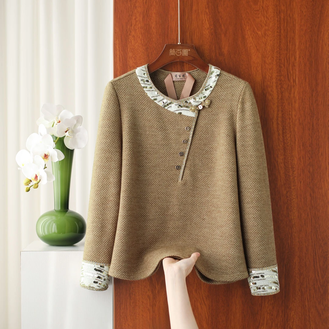 2025秋冬常规款钉珠保暖毛衣洋气气质宽松