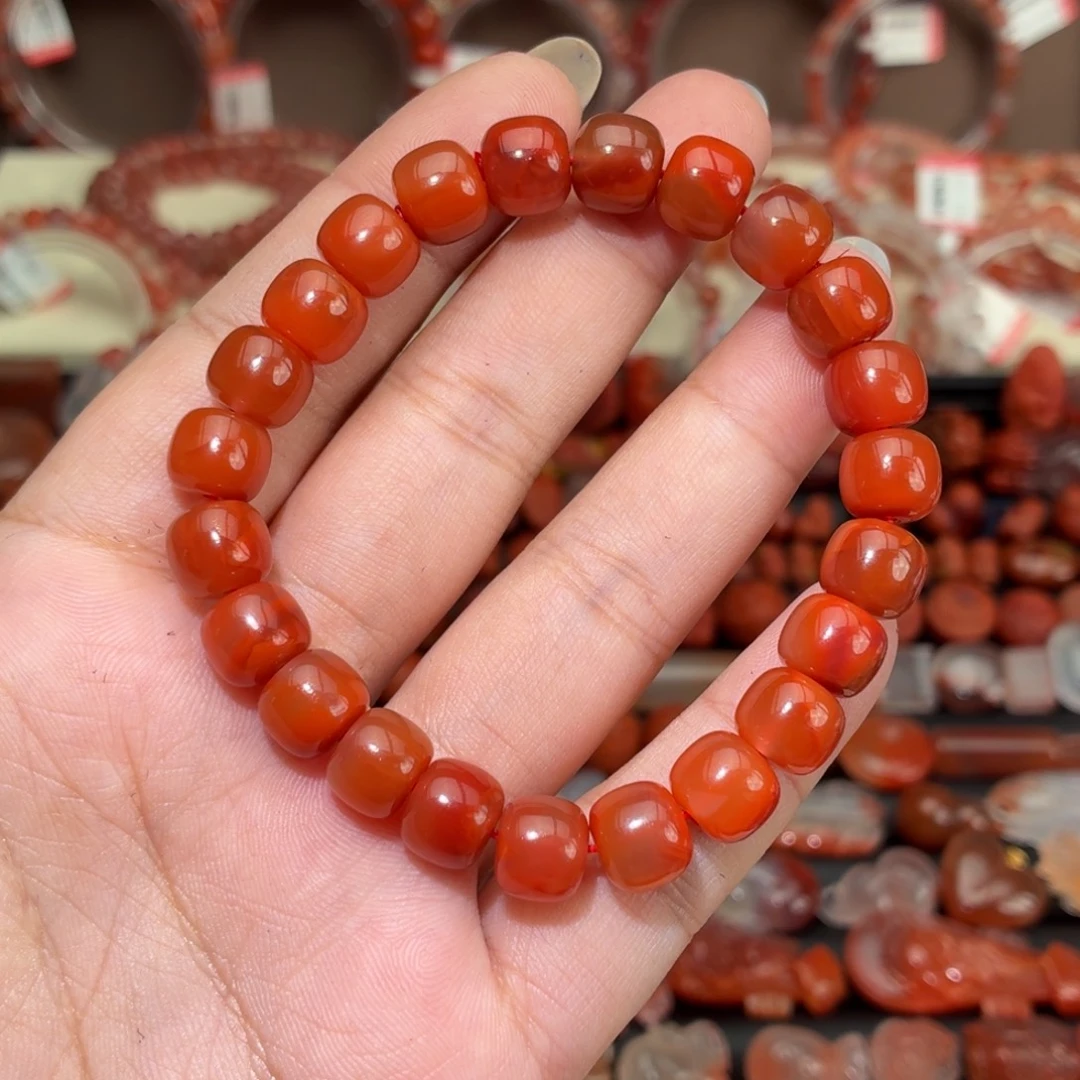 南红玛瑙未镶嵌颈饰9咪➕老型珠单圈手串
