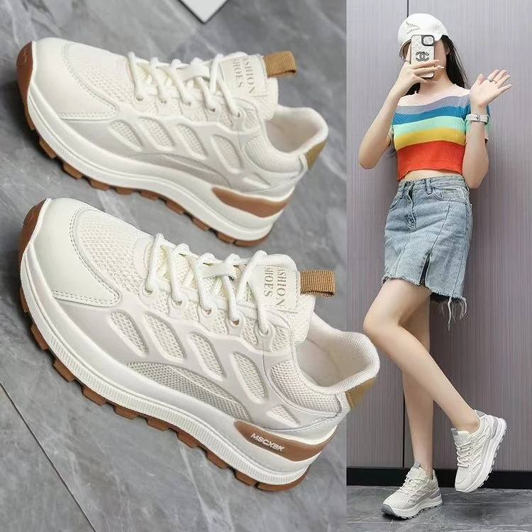 【现货+运费险】2025年新款时尚百搭秋季网面休闲鞋白色软底