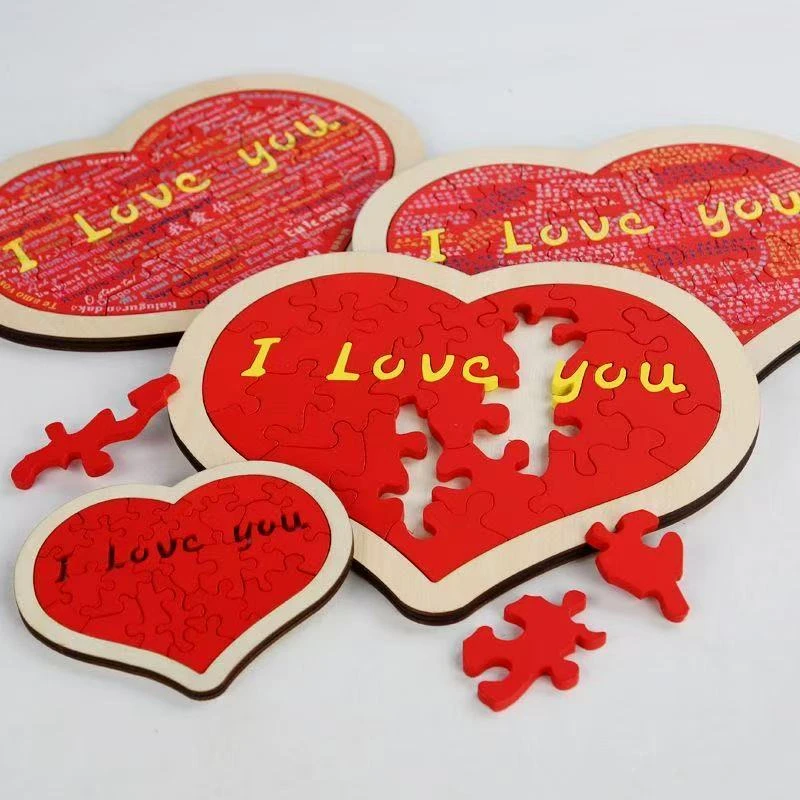 爱心拼图一百种语言说我爱你I LOVE YOU 情人节礼物拼图520