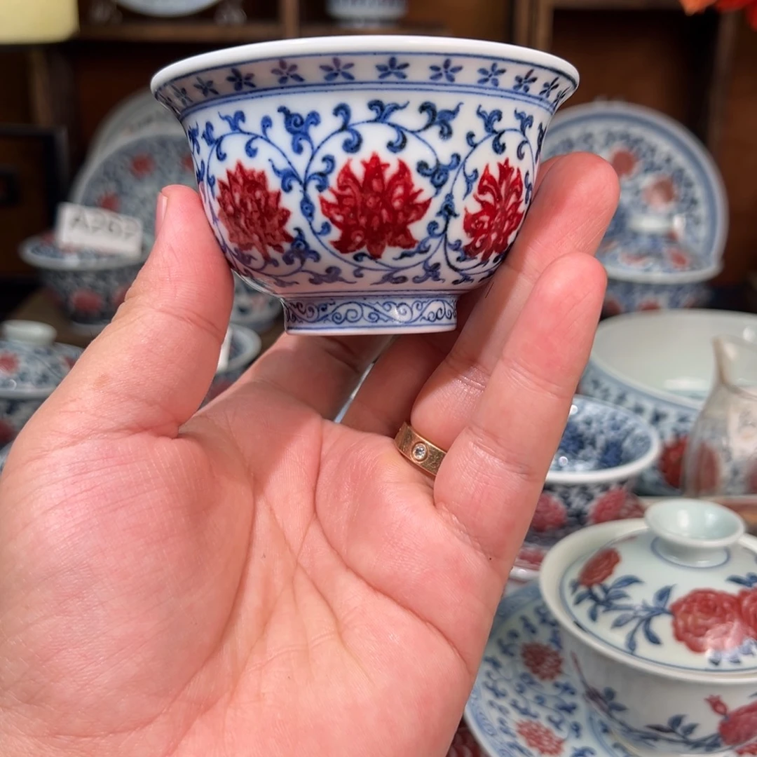 景德镇高温原矿釉里红手绘