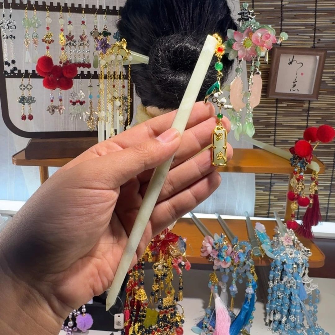 蛇纹石玉合金发饰