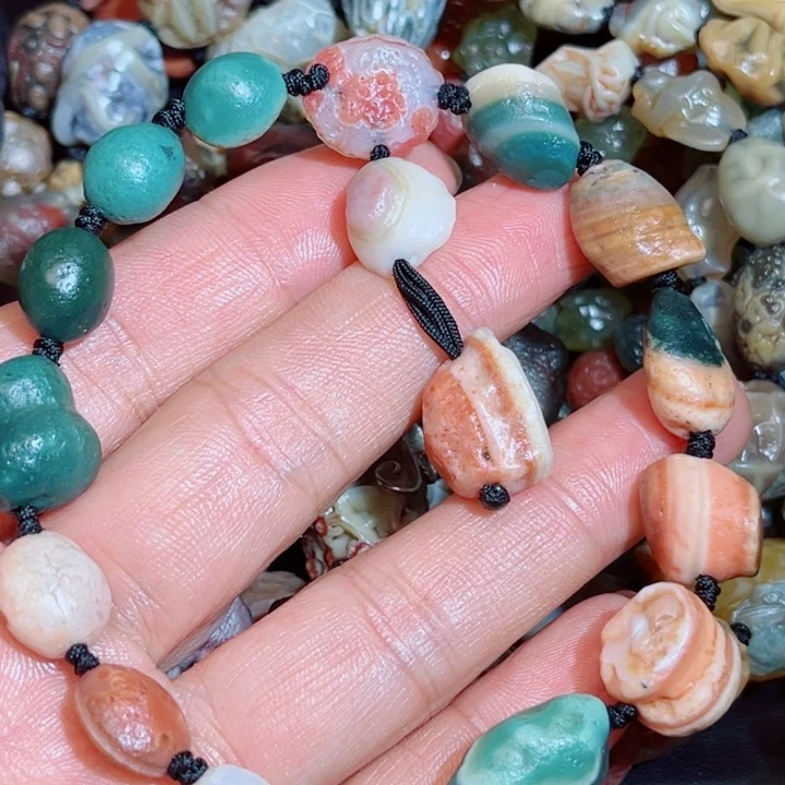 玛瑙/玉髓手链银S925镀金镶嵌狄*诺
