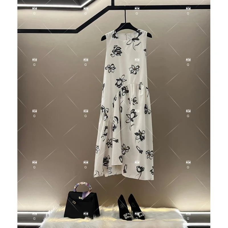 【齐】夏季新款复古时尚百搭印花无袖连衣裙 H-761
