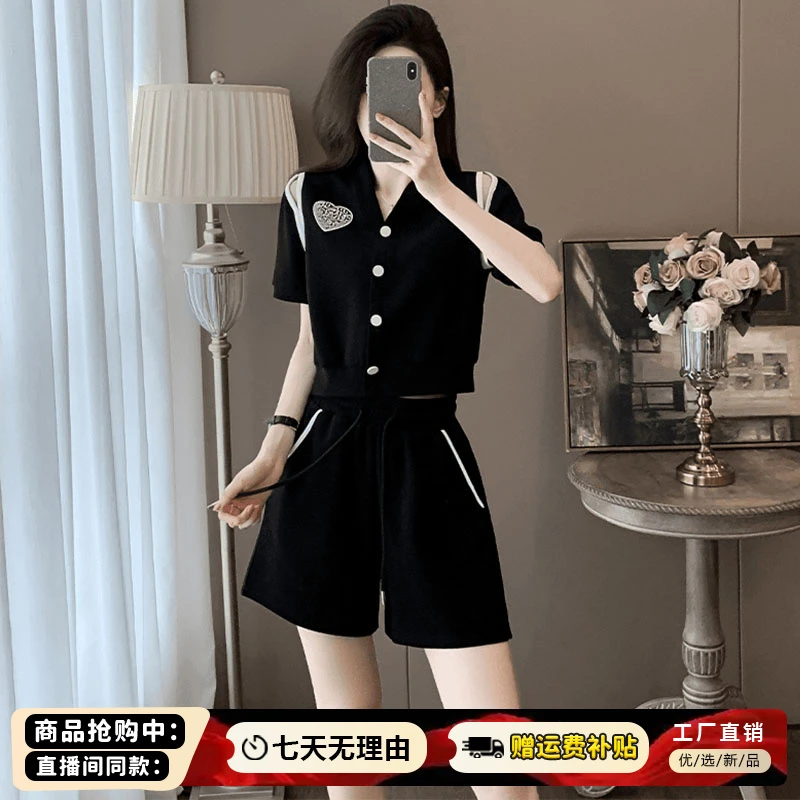 高级感休闲减龄运动服套装女2025年夏季新款气质短袖短裤两件套