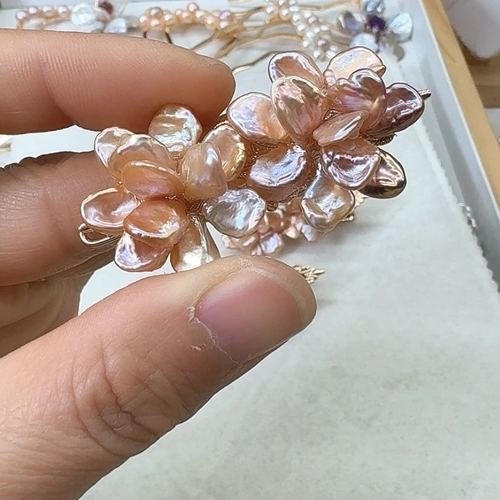 淡水珍珠发饰银S925镶嵌蓁*