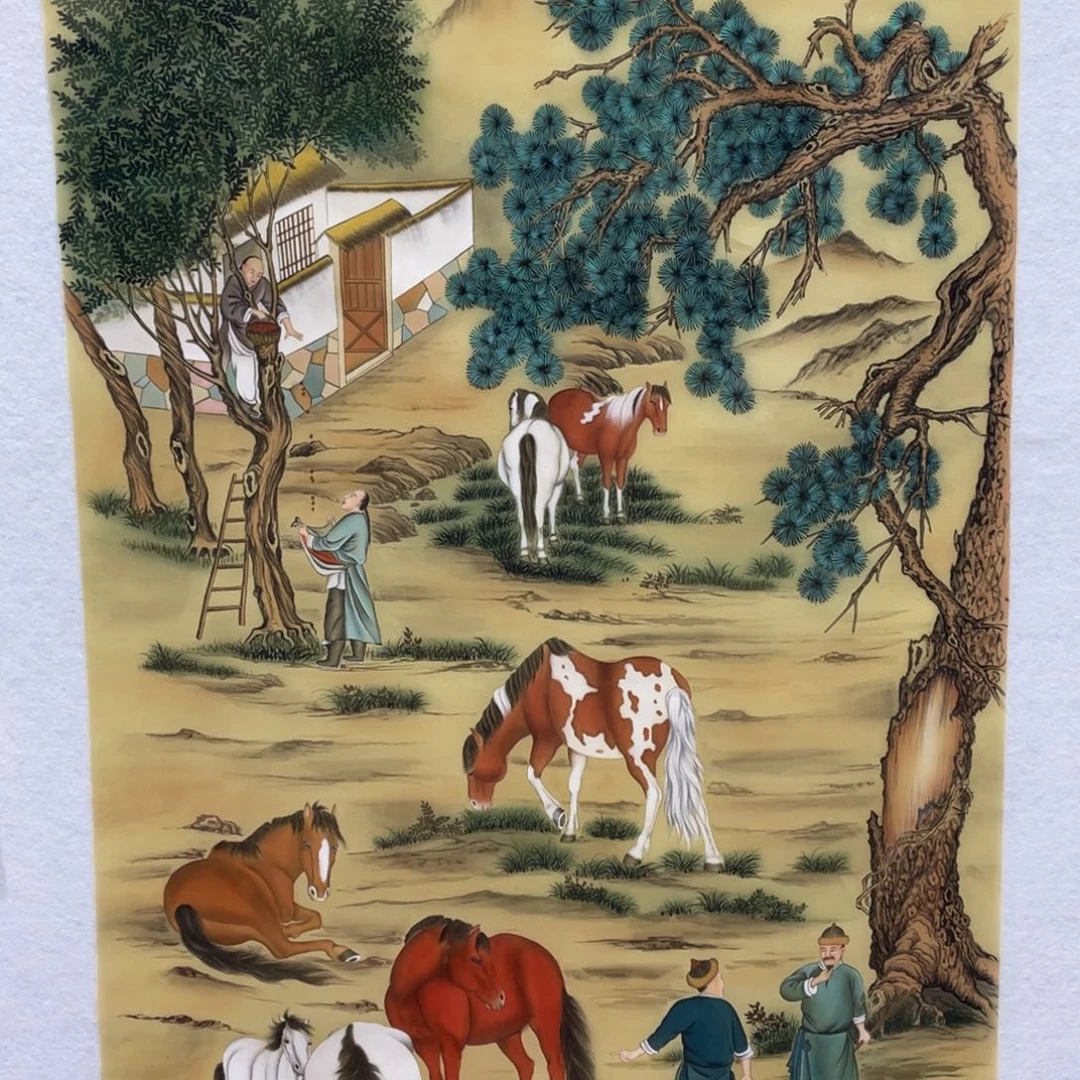 辉***世国画工笔八骏图作品