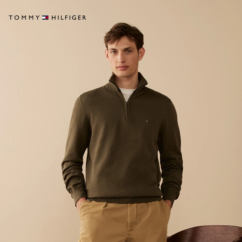 【半拉链立领】Tommy25新款秋冬男装纯棉平纹商务休闲针织衫J9329