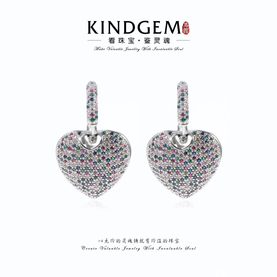 铜合金锆石耳饰 三十而已精致高级感镶嵌爱心百搭耳环 XABC-11692