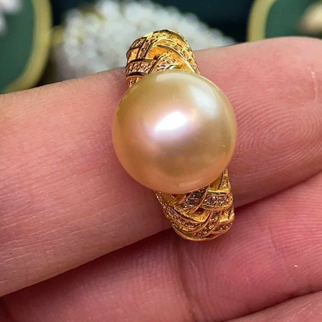 银S925镶嵌戒指海水珍珠