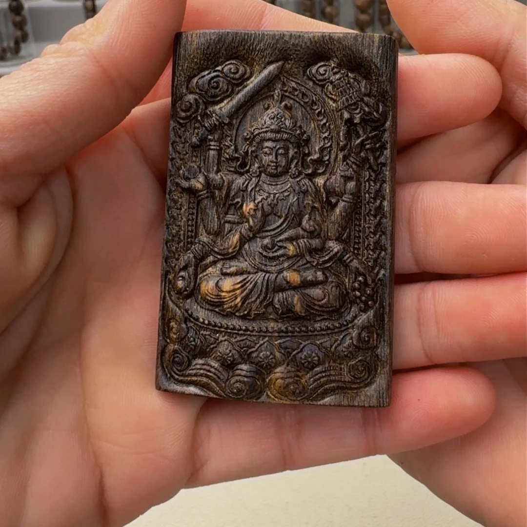 沉香吊坠安*40mm*65mm香张勺子雕刻吊坠沉水保28+克