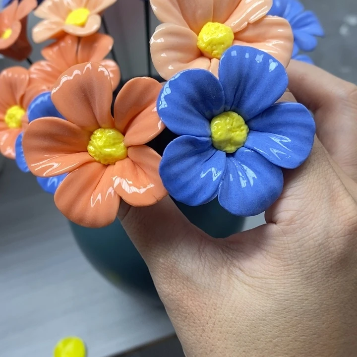 陶瓷陶瓷材料3朵三个色