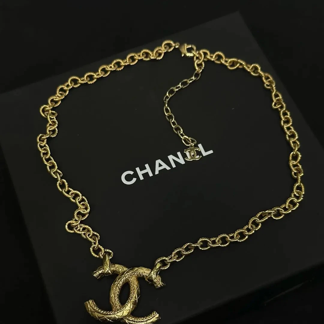 95新 Chanel/香奈儿 21A复古菱格双C项链/JJ5112311