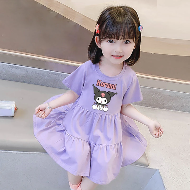 100%纯棉女童夏季短袖蛋糕裙卡通动漫韩版连衣裙女孩半截袖童装裙