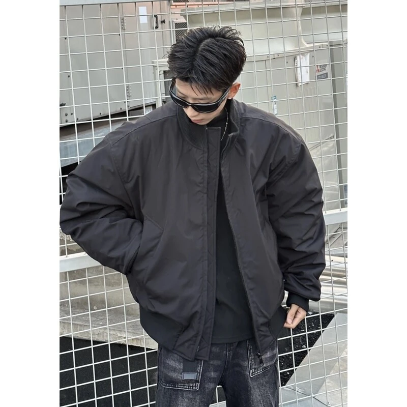 美式复古高街廓形飞行员棉服痞帅休闲立领百搭外套冬季保暖棉衣潮