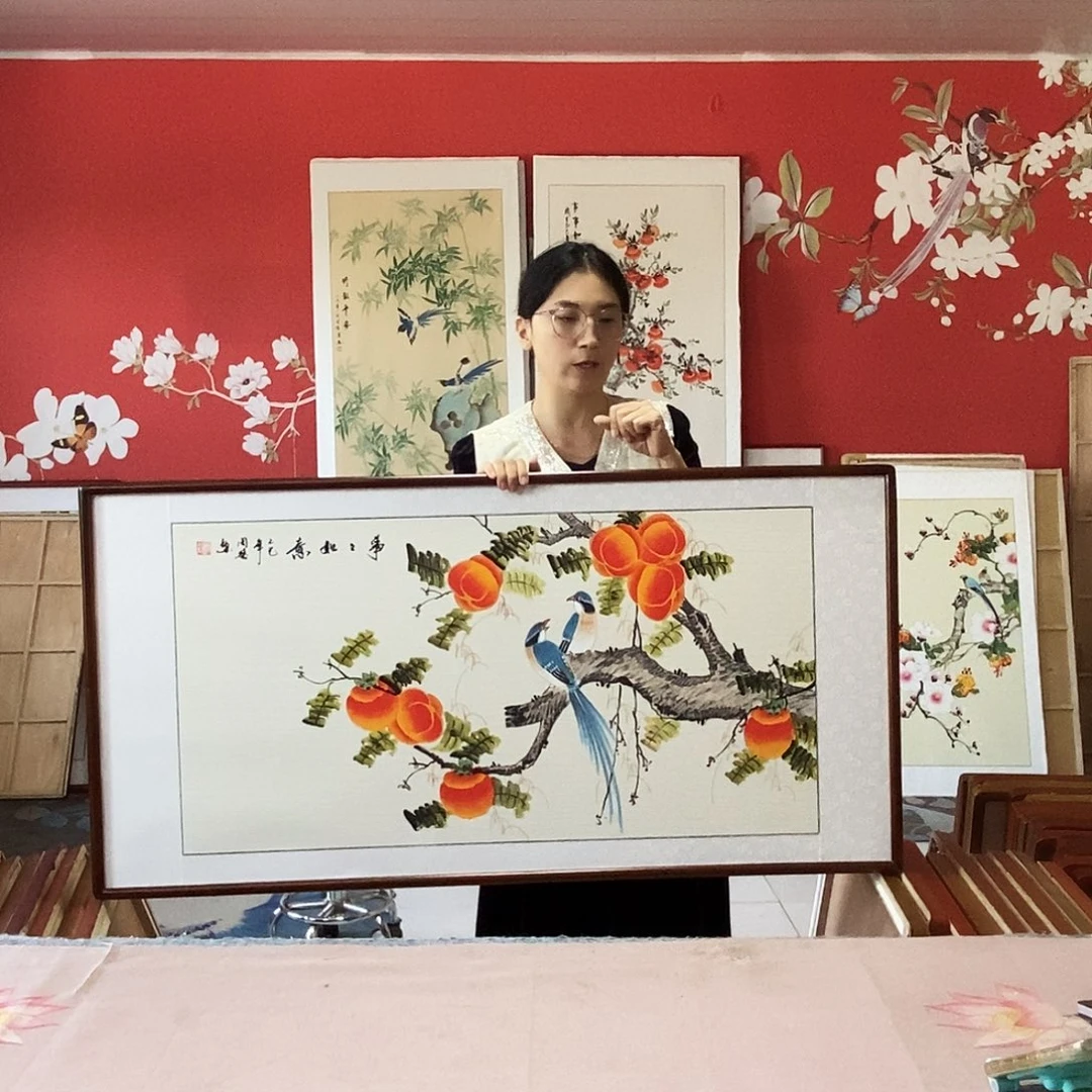 国画手写手绘带框包邮国画作品62✖️122