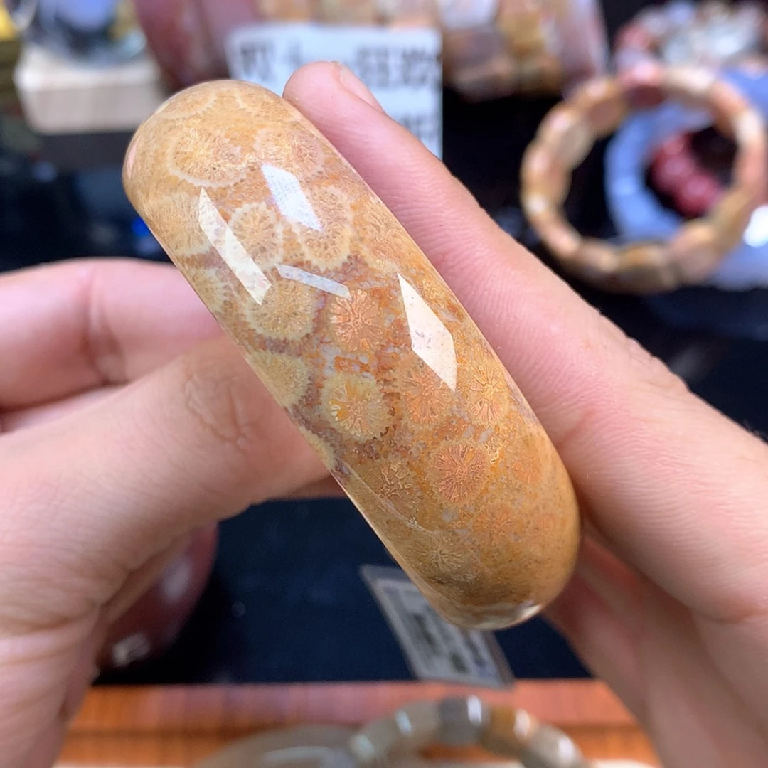 【闪购商品】颈饰未镶嵌硅化珊瑚（珊瑚玉）87号56.6圈金黄带一抹彩