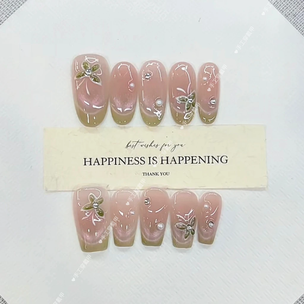 3000 NAIL “青蝶坠雾”设计师高定原创纯手工高级感猫眼显白穿戴甲