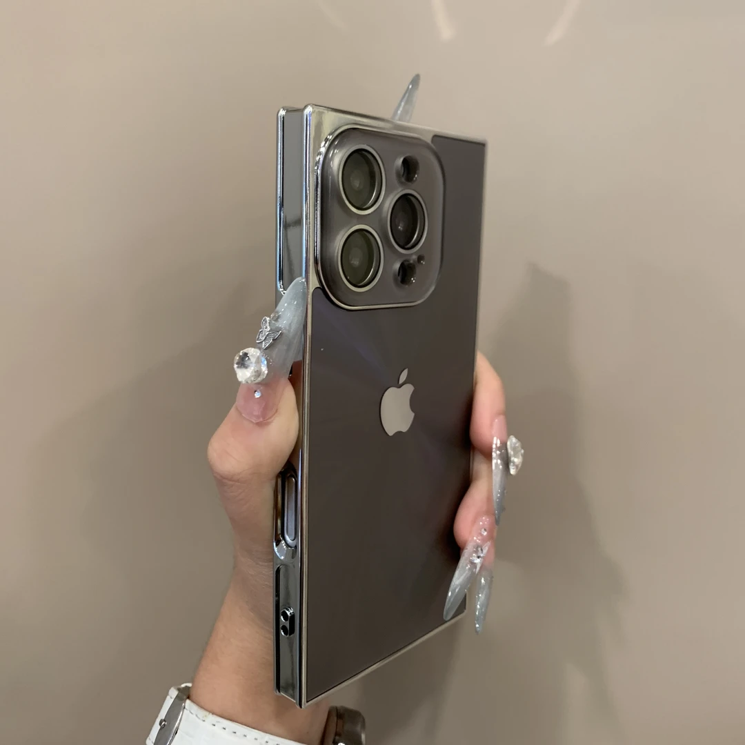 高级感方形极光适用苹果16promax手机壳简约iPhone15新款14创意13