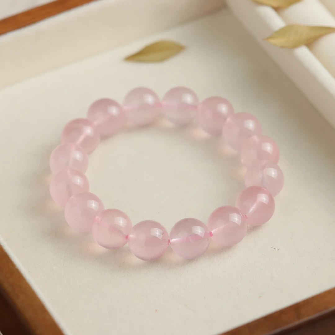 粉水晶圆珠素圈简约时尚百搭送礼女款单圈手串