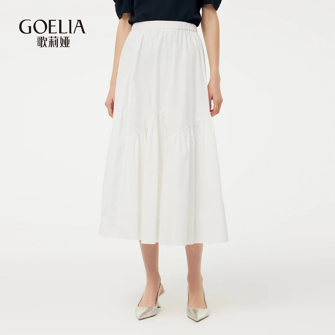 【商场同款】歌莉娅春季伞摆棉布长款半截裙欧若风1E3R2B230