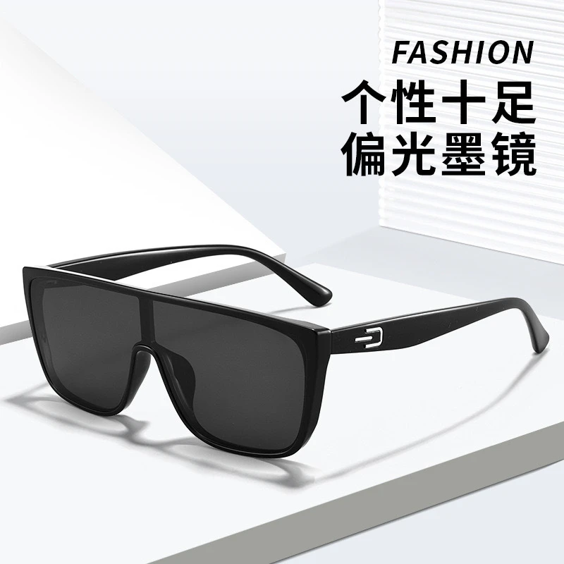 欧美墨镜女高级感连体超大框骑行眼镜防紫外线偏光太阳镜男显脸小