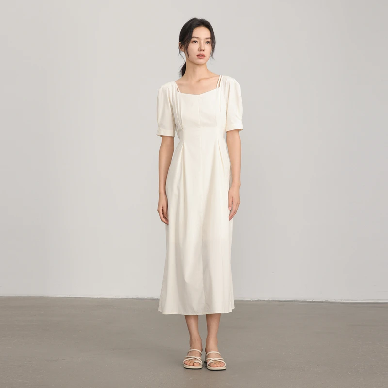 【夏季新款】AIRIQI都市气质简约显瘦梭织长款连衣裙AH42LQ213