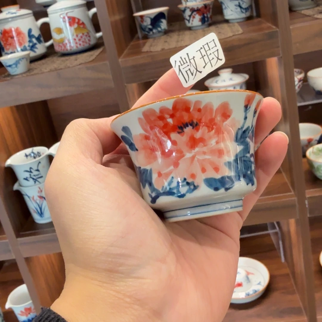 釉下手绘茶具微瑕